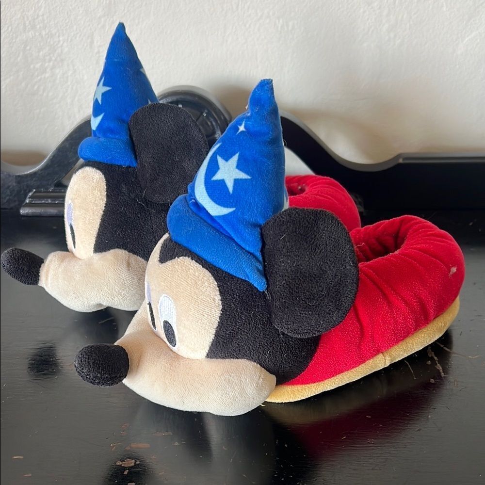 Disney Children Night Time Mickey Mouse House Slippers Size 9/10 Black/Red/Blue
